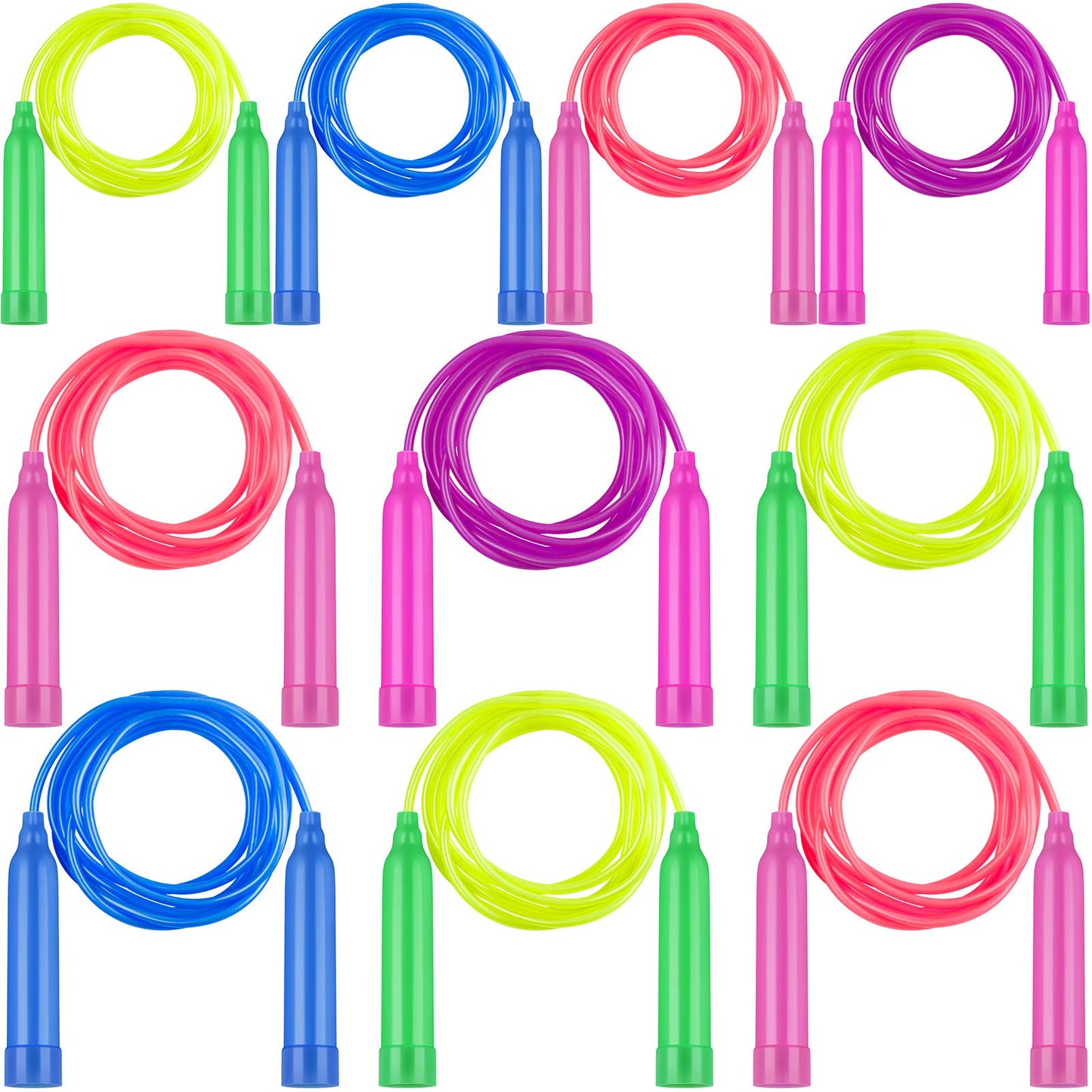 Elcoho 10 Pack Colorful Adjustable Kids Jump Ropes - Skipping Ropes for Outdoor Play, Great Party Favor, Multicolor