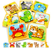 Funmission Puzzles, 8Pcs Animals Jigsaw Puzzles Toddler Toys, Brain Teaser Puzzles Montessori Toys, Wooden Puzzle Games, Educati