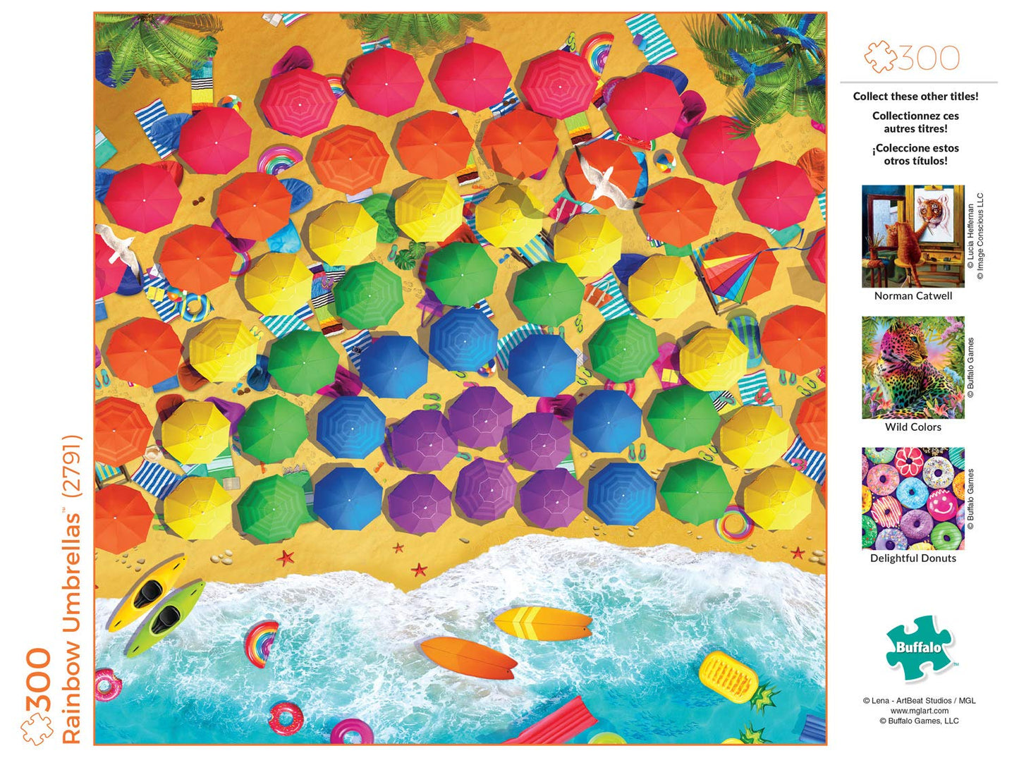 Buffalo Games - Rainbow Umbrellas - 300 Large Piece Jigsaw Puzzle For Adults Challenging Puzzle Perfect For Game Nights - Finished Puzzle Size Is 21.25 X 15.00