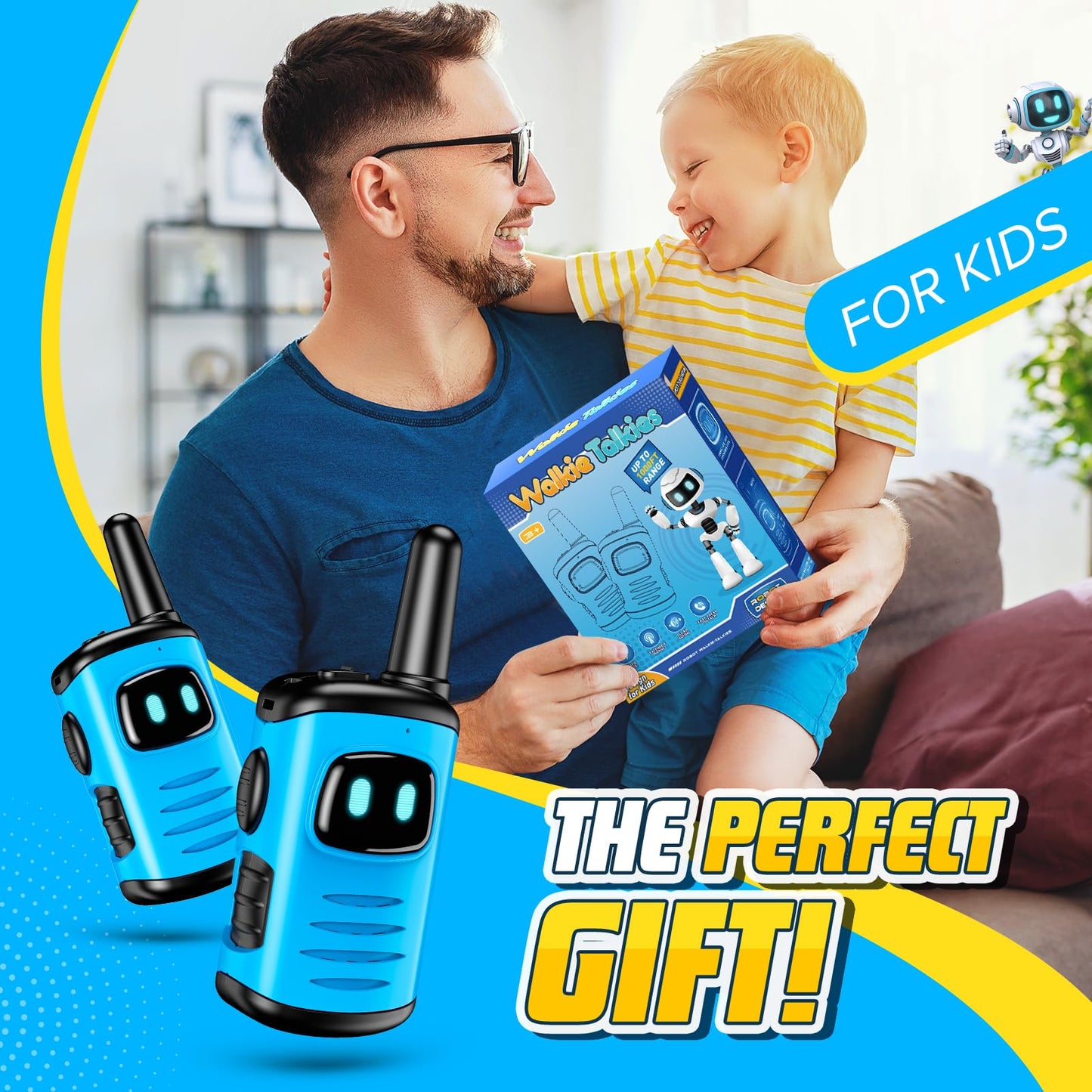 Kids Walkie Talkies Toys For Boys: Comedyfun Mini Robots Walkies Talkies 2 Pack Boys Toy For 3 4 5 6-8 Year Old Camping Outdoor