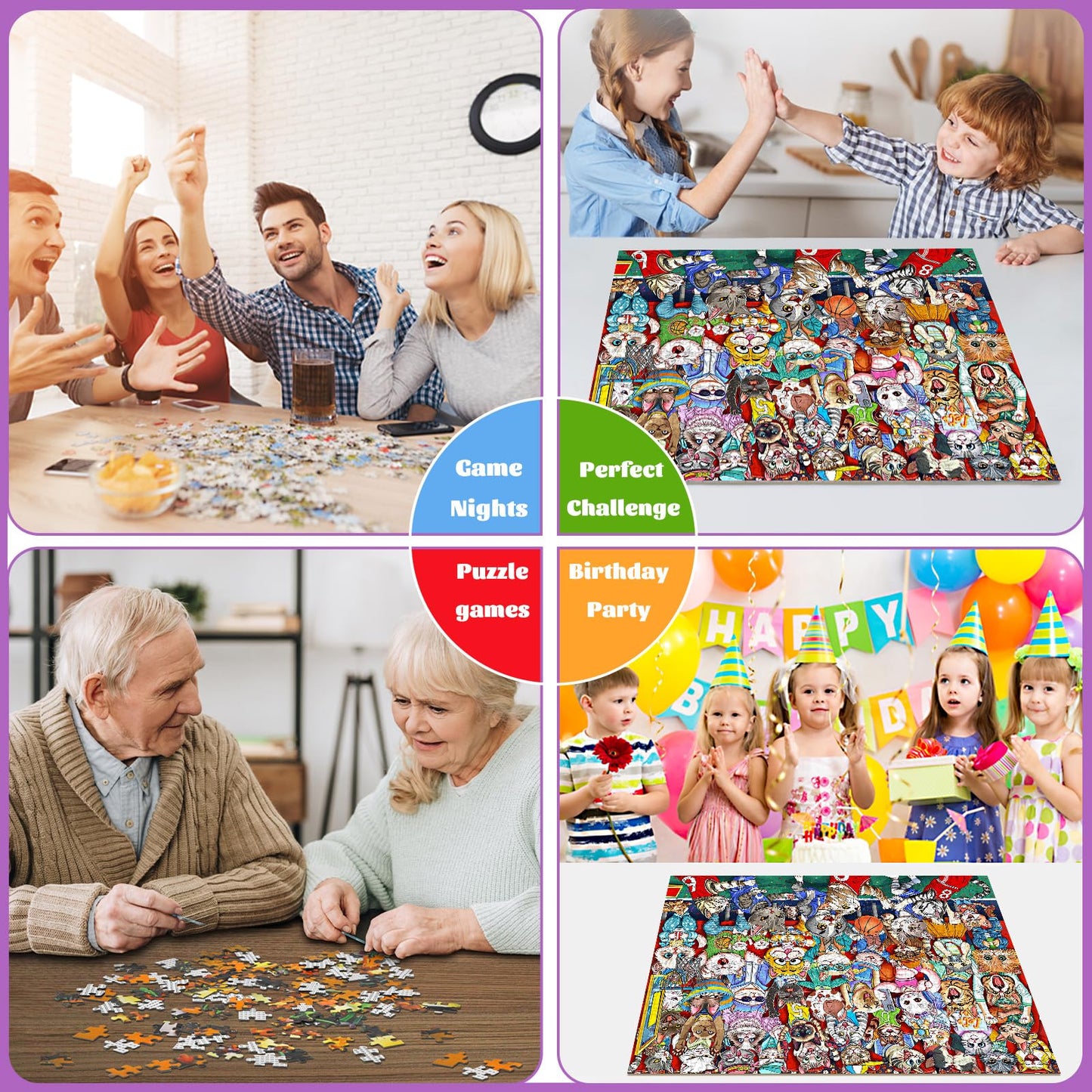 Puzzles for Adults 1000 Pieces, Cat Basketball Fun Jigsaw Puzzles Challenging Game, Puzzles Interlock Perfectly No Dust, for Hou