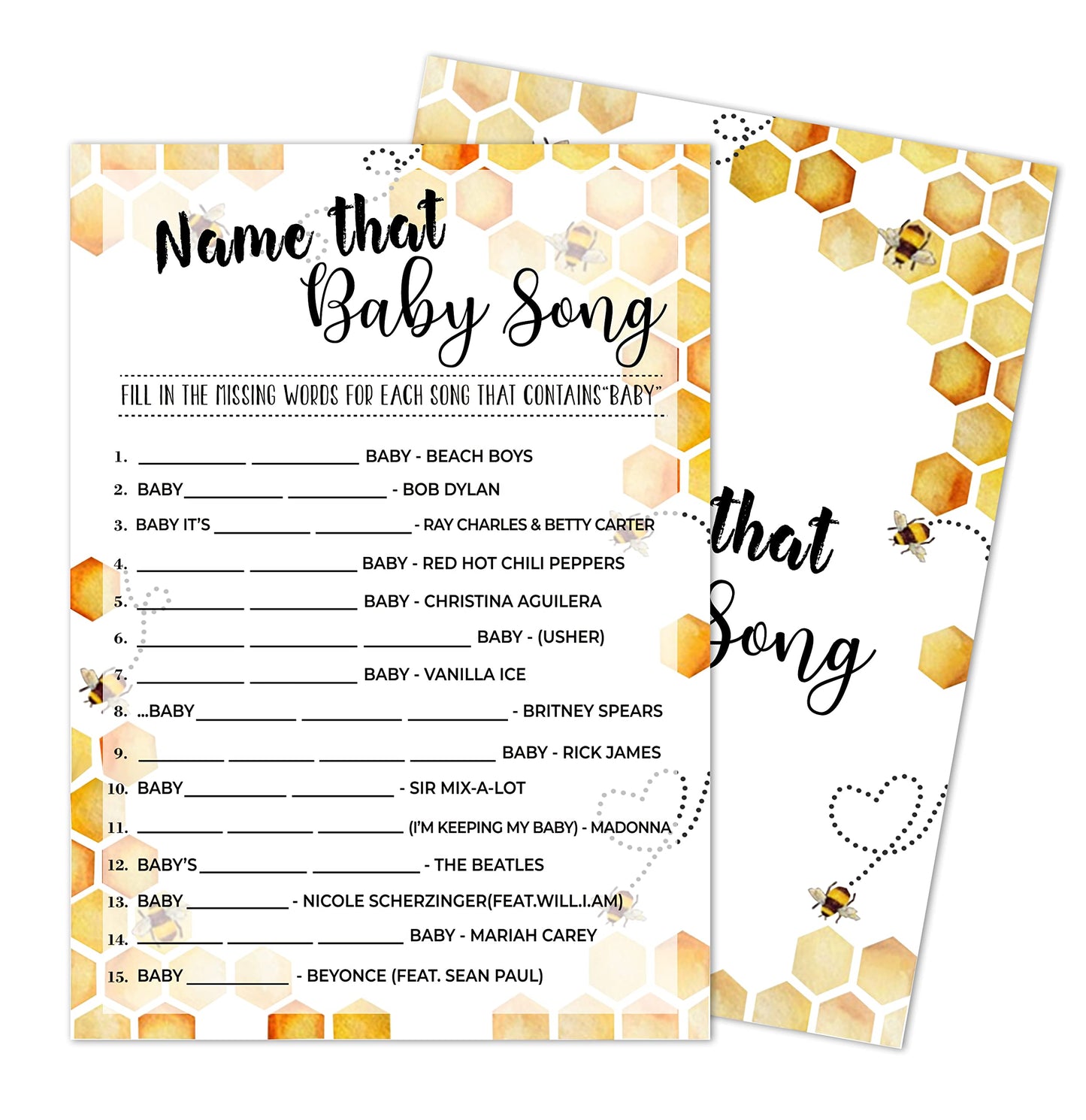 Baby Mad Libs, Baby Shower Game, Gender Reveal Party Supplies,Honeycomb Bumble Bee Party Decorations,- 30 Game Cards (Bb013-Yx12