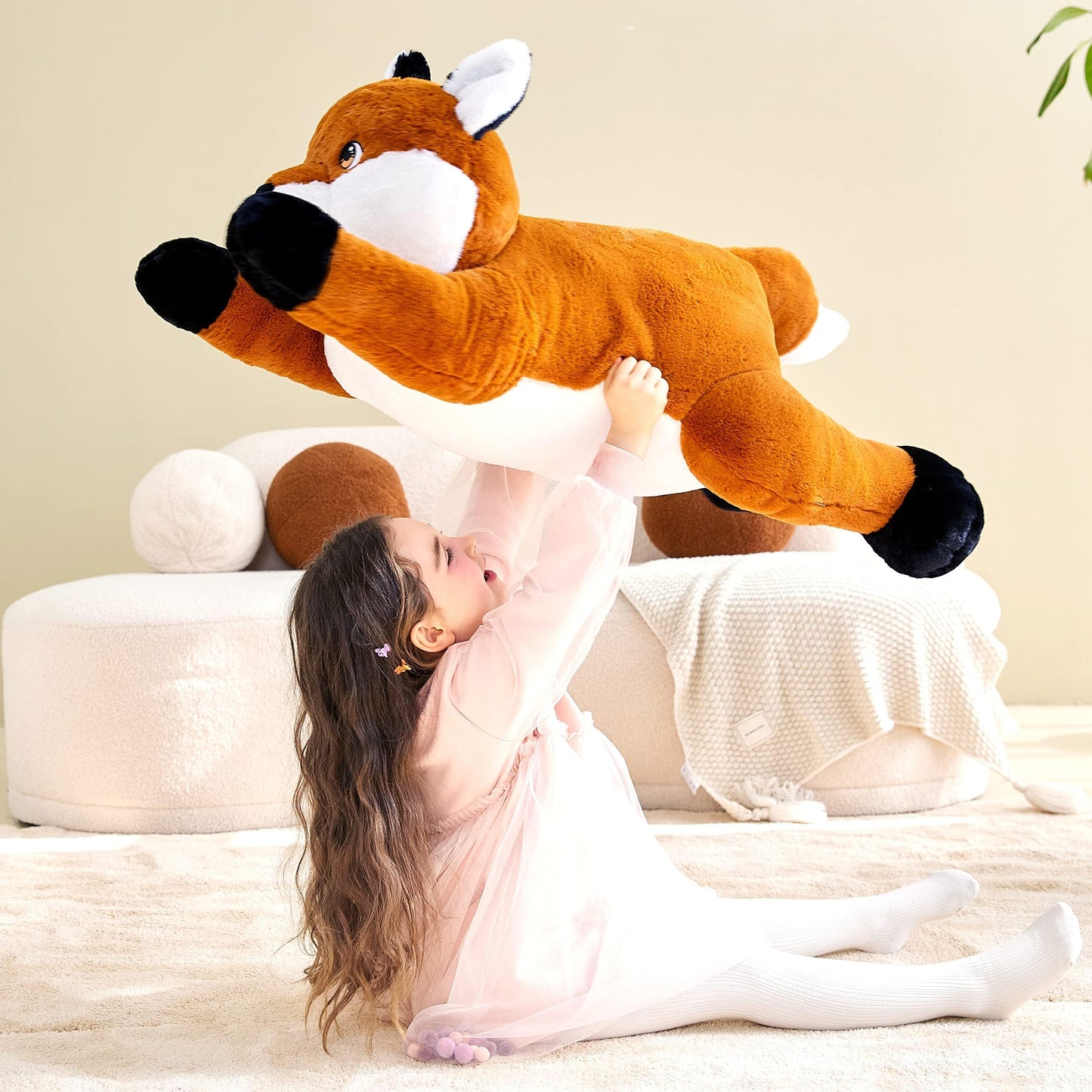 IKASA Giant Fox Plush Toy - 30" Soft Stuffed Animal for Kids - Perfect Gift for Boys and Girls - Model 6636594