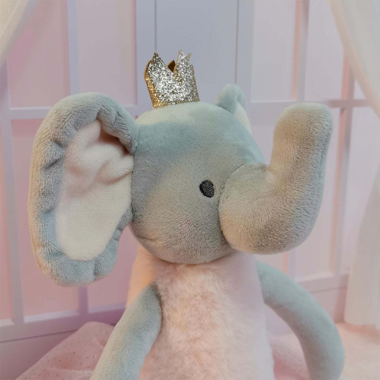 Mikee Fluffie Princess Elephant Stuffed Animals,15.7'' Pink Stuffed Elephant Plush With Skirt And Crown,Cute Stuffed Animal For