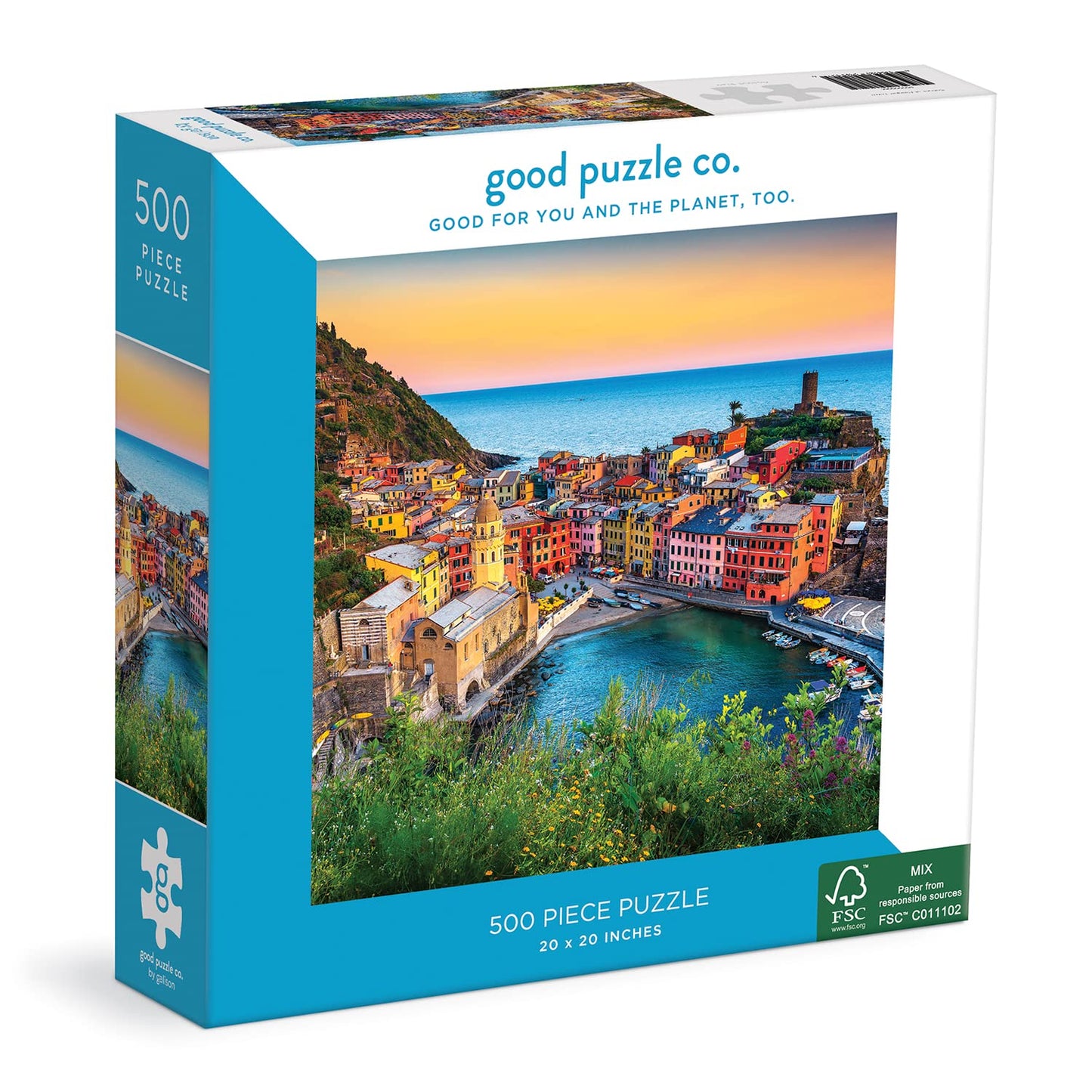 Cinque Terre 500 Piece Jigsaw Puzzle From Good Puzzle Co. - Beautiful Puzzles That Give Back To You And The Planet, 100% Recycled Fsc Paper, Enjoyable Activity For Family And Friends, Great Gift Idea