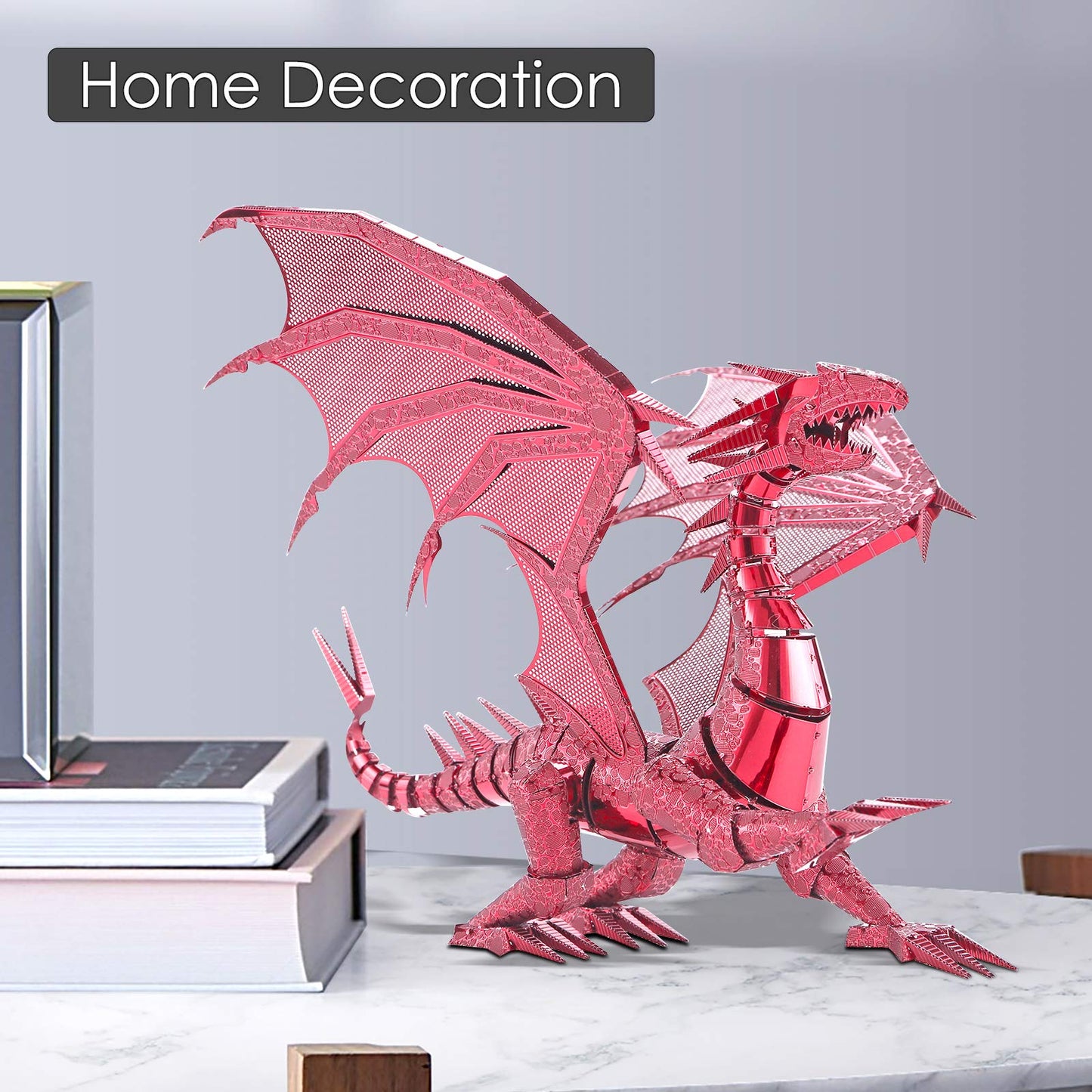 Piececool Metal Puzzles For Adults 3D Dragon Model Kits- Dragon Flame Models Building Kit, Brain Teaser Puzzle 3D Metal Craft Kits For Teens Men Women Family- 115 Pcs