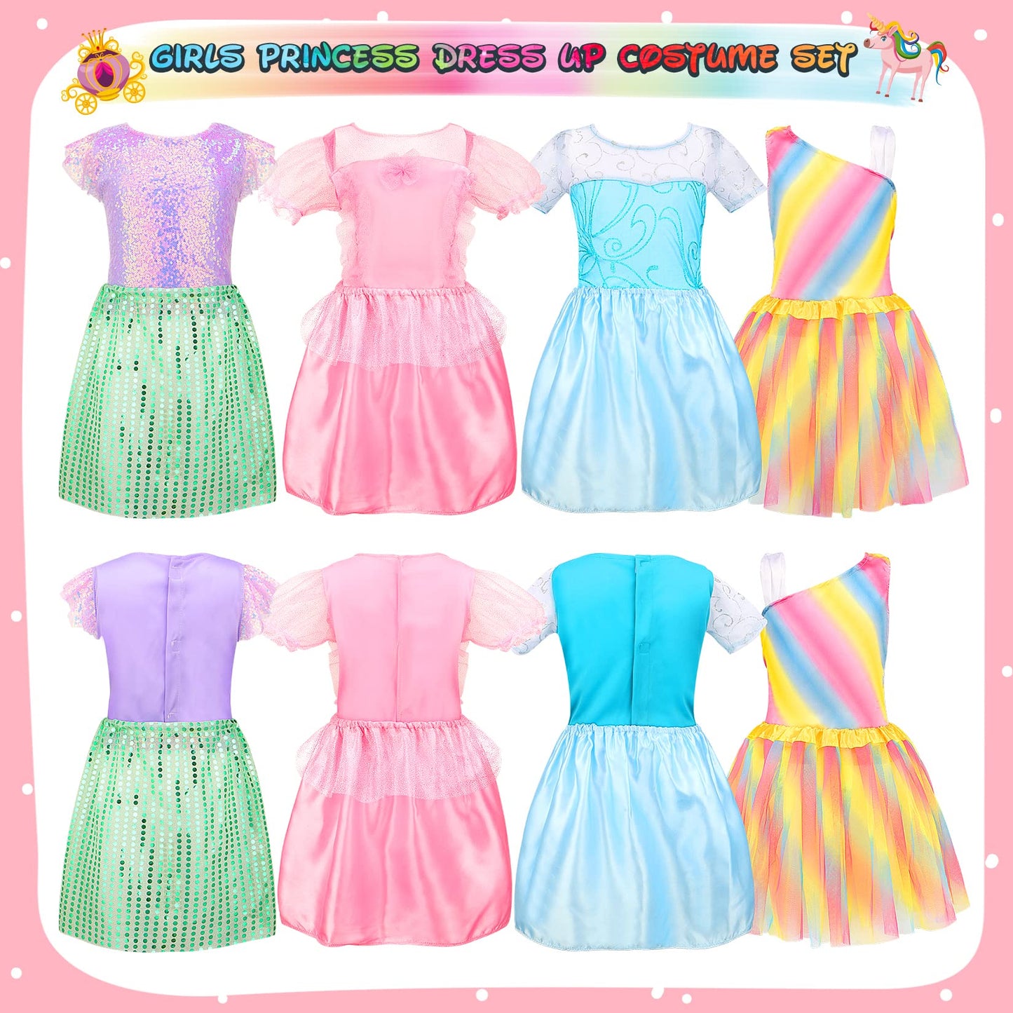 Limiroler Princess Dress Up Clothes For Little Girls Princess Role Play Costume Gift Set 25 Pcs Pretend Toys Kit For Toddlers Girls Aged 3-6 Years Old