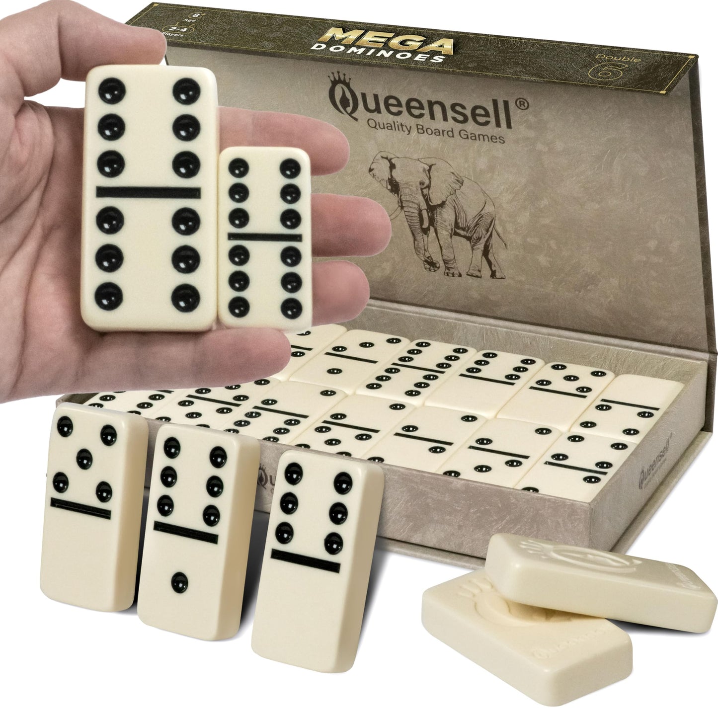 Mega Large 3' Dominoes Set For Adults And Kids – Dominoes Double 6 Classic Board Games – Double Six Dominoes Set With 28 Tiles And Gift Case, Juegos De Mesa (Mega)