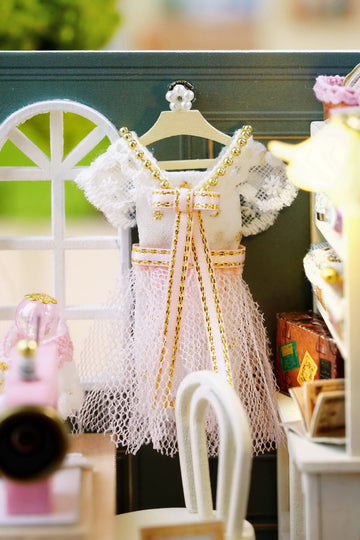 CUTEROOM DIY Doll House Miniature Furniture Wooden House Kit with Dust Cover & LED Light and Accessories - New Three Styles QT S