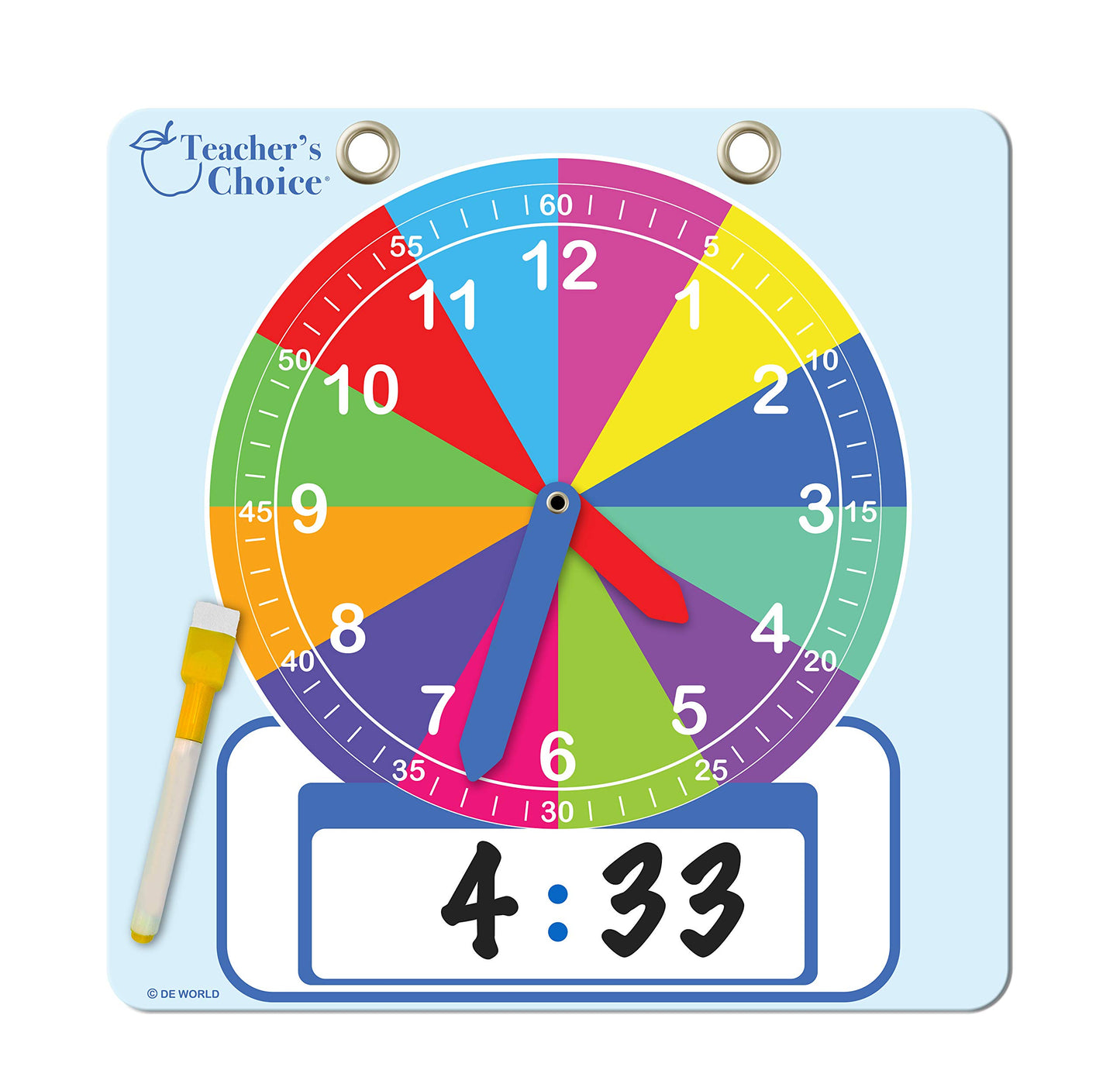Teacher'S Choice Writable Dry Erase Learning Clock | Large 12 Demonstration Teaching Time Practice Clock With Dry Erase Writing