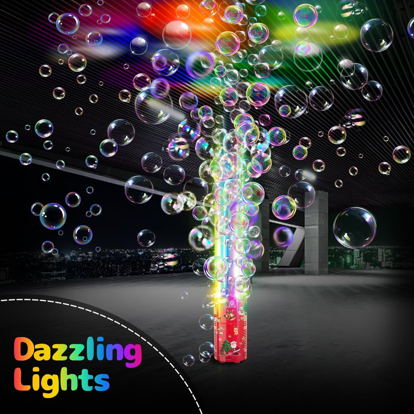 Ivtivfu Bubble Machine with Lights for Party (13 Holes) Firework Bubble Machine Kids Bubble Machine with Closeable Sound Party Christmas Chinese New Year