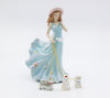 Cosmos Gifts Fine Porcelain Lady Walking Dogs, Blue, Size:5' X 4' X 7 7/8' H