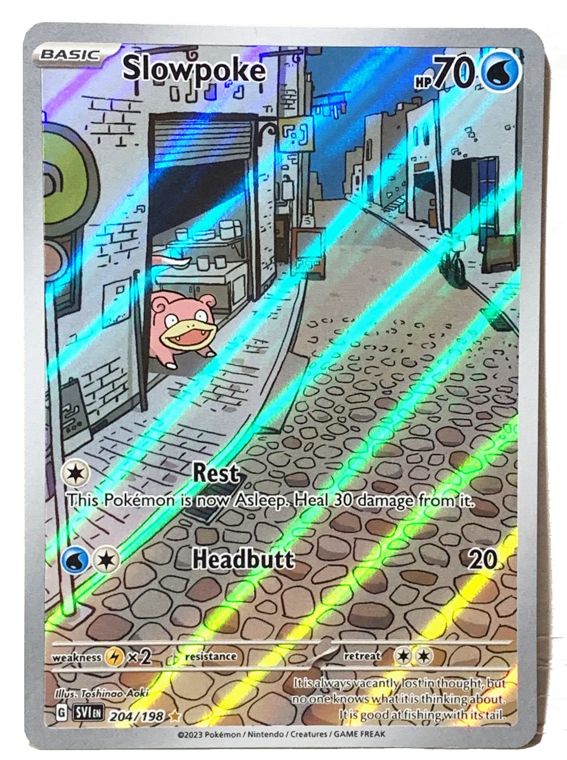 Pokemon - Slowpoke 204/198 - Scarlet & Violet - Illustrator Rare - Holo Full Art Toytooth Pokemon - Slowpoke 204/198 - Scarlet & Violet - Illustrator Rare - Holo Full Art Toytooth