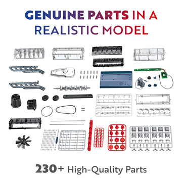 Playz Inline 6 Engine Model Kit - Build Your Own STEM Inline 6 Small Engine That Runs Kit for mature-themeds & Kids Age 10-12+ Visible Inline 6 Mini Engine Kit That Works for mature-themed w/ 230 STEM Parts