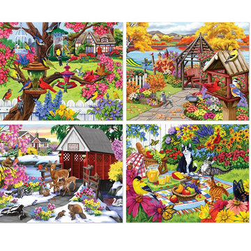 Bits And Pieces - 4-In-1 Multi-Pack - 1000 Piece Jigsaw Puzzles For Adults-Each Measures 20' X 27' (51Cm X 69Cm)-Rustic Garden By Artist Nancy Wernersbach