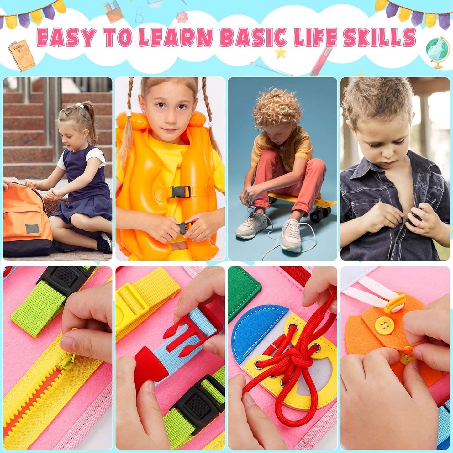 Aixmeet Toddler Montessori Toys, Sensory Busy Book, Busy Board For Toddlers 1234 Years Old, Preschool Learning Activities With L