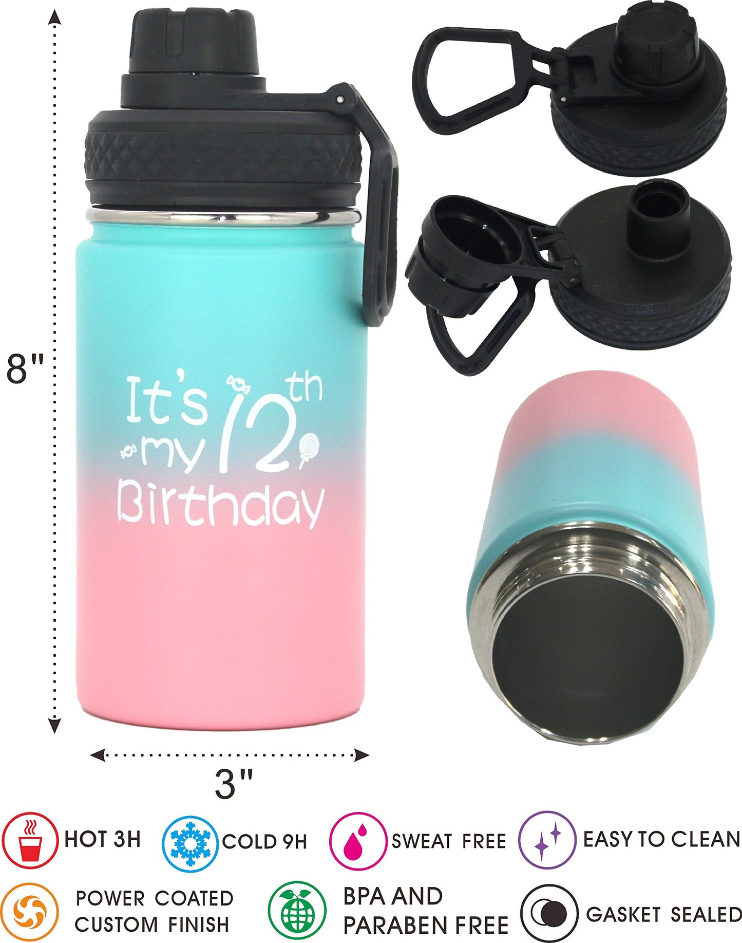 Verymerrymakering 12Th Birthday Gift,Birthday12,12 Birthday,Happy 12Th Birthday,12Th Birthday,12 Year Old Birthday Gifts,12Th Birthday Water Bottle,Birthday 12 Year Old,Gift Ideas For 12