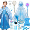 Ayrvocy Elsa Princess Dress Up Set With Frozen Toys For Girls - Includes Snowflake Wand, Real Makeup Kit, Elsa Cape, Wig, Mask,