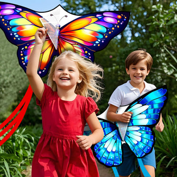 2 Pack Colorful Butterfly Kites For Kids & Adults, Easy To Fly Kites With Handle & String, Durable Outdoor Kite For Beach, Park,