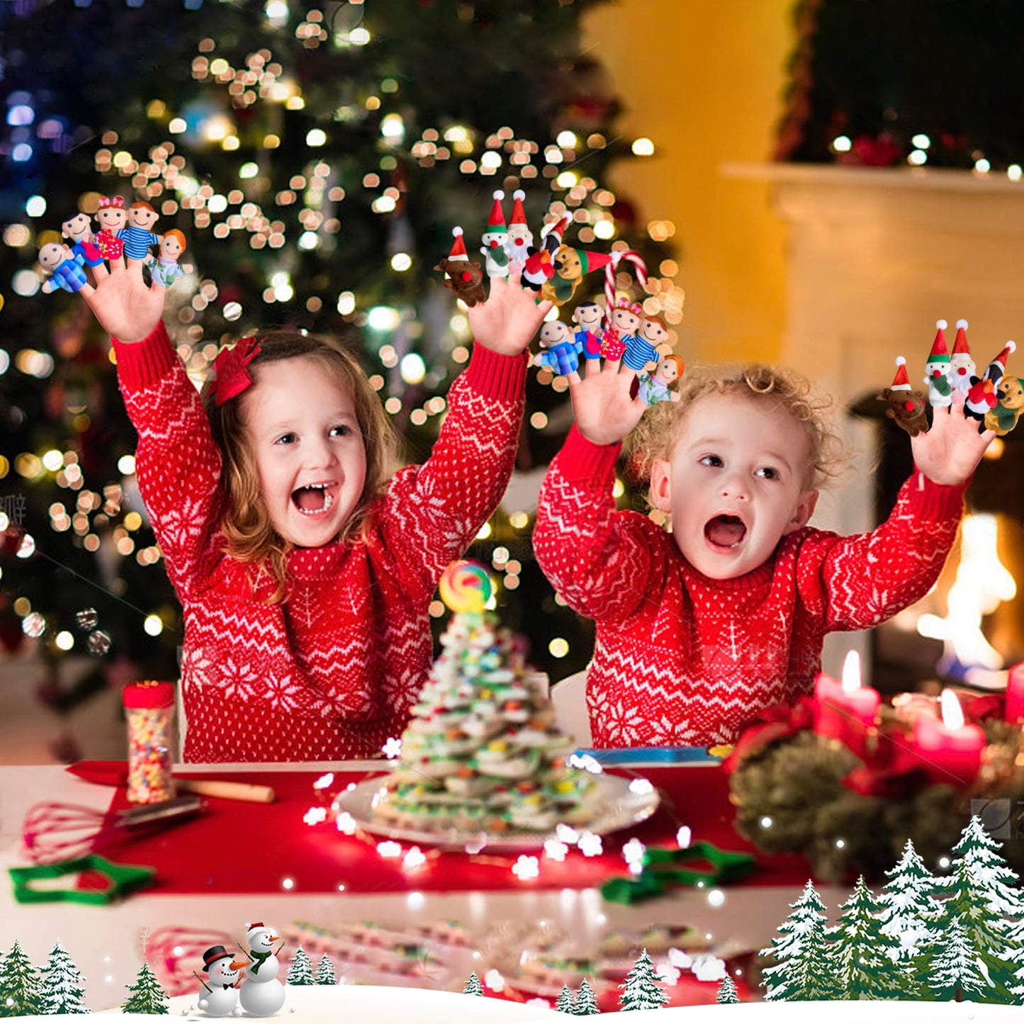 Kaemi Finger Puppets for Toddlers Soft Plush Christmas Finger Puppet Toys for Story Time Playtime Shows Party Favors, Educationa