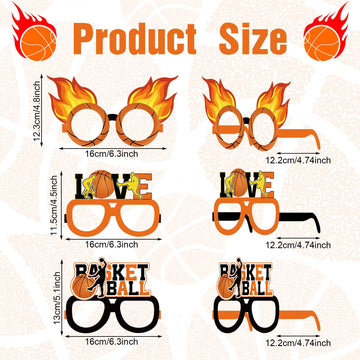 Harrycle 36 Pcs Basketball Party Decorations Basketball Paper Glasses Frame All Star Photo Booth Props Basketball Eyeglasses for