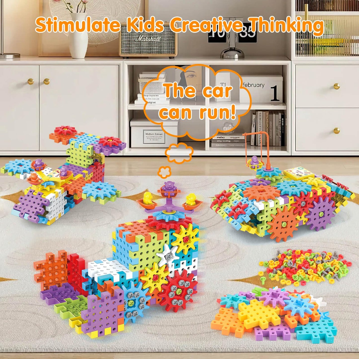 DEKILEA Building Toys, 234 Pieces Upgrade Gear Building Blocks Set Kids Tool Set with Electric Drill, Construction Toys STEM Kit