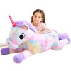 Ikasa Giant Unicorn Stuffed Animal Plush Toy,Large Cute Jumbo Soft Toys,Huge Big Size Plushy Fluffy Fat Oversized Plushie,Gifts For Kids Girls Boys Girlfriend (Multicolored, 43 Inches)