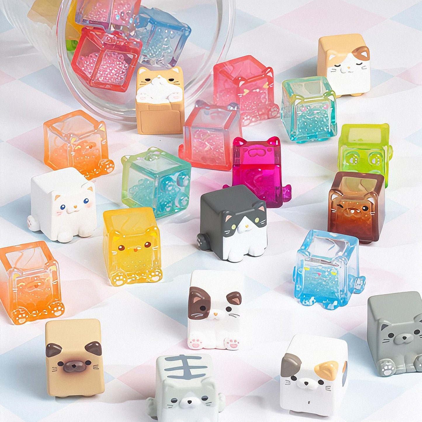 Beemai Square Cat Series Blind Pack (5Pcs In One Bag) Random Design Cute Figures Collectible Toys Birthday Gifts