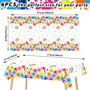 Gisgfim 6 Pcs Art Paint Tablecloth Party Supplies Art Theme Birthday Party Decorations Creative Artist Painting Party Table Cove