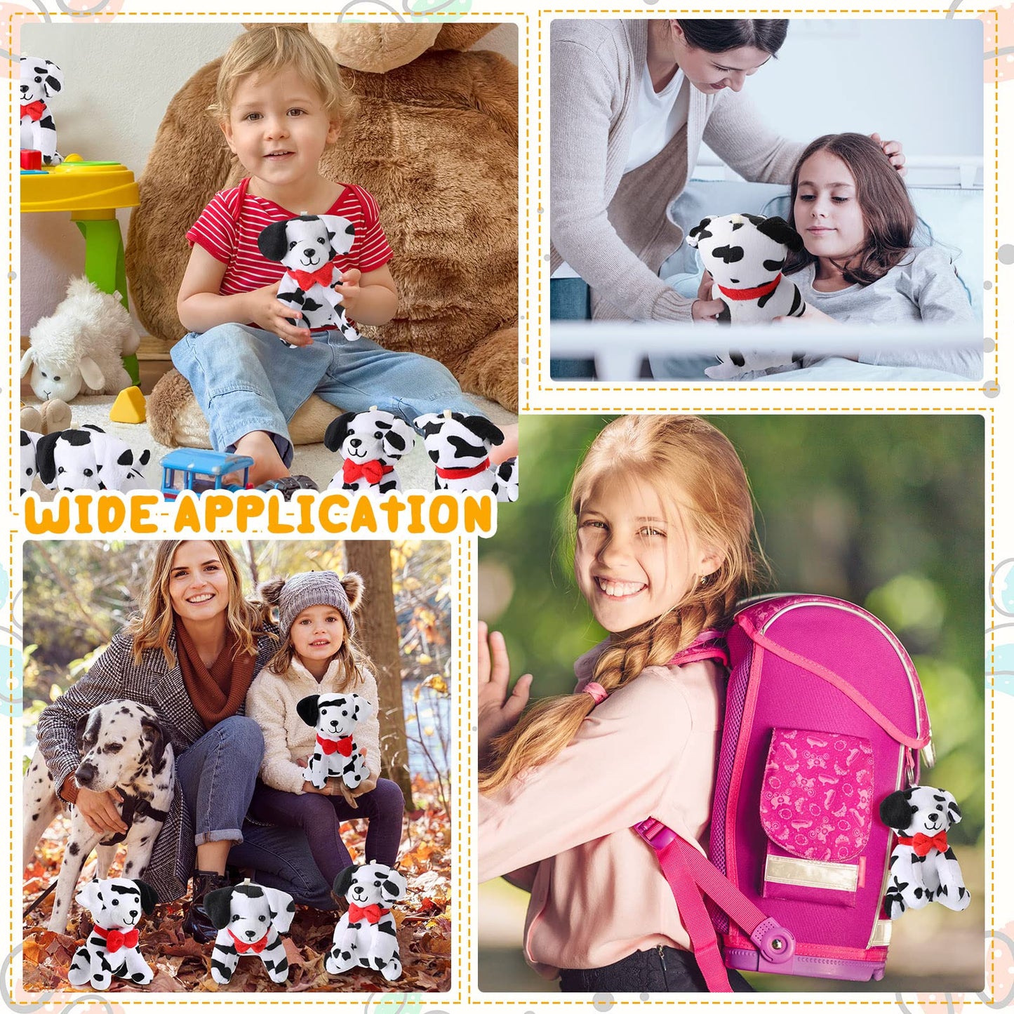 Hungdao 8-Pack Plush Dalmatian Stuffed Animals, 4.8 Inch, Black & White, Party Favors, Carnival Prizes, Keychain, Birthday Gifts