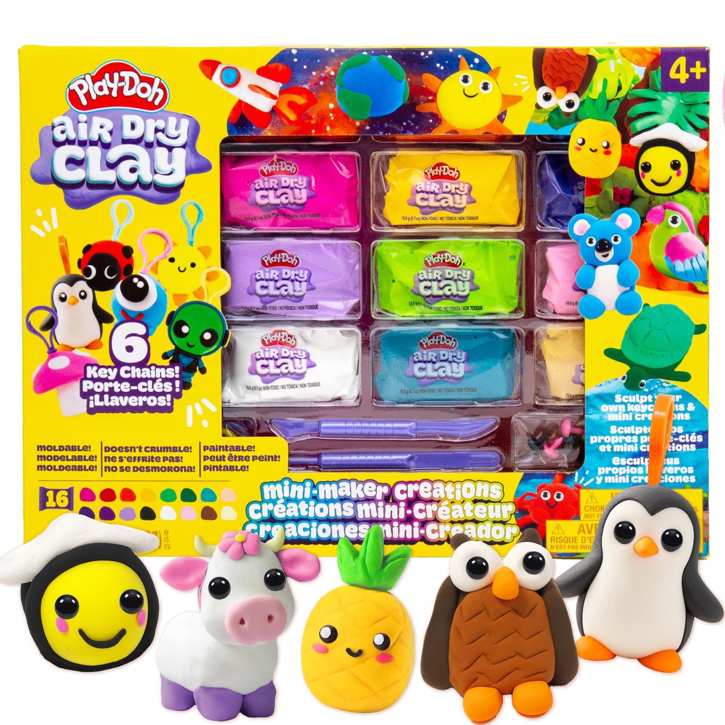 Play-Doh Air Dry Clay Mini Maker Creations, Makes 6 Keychains