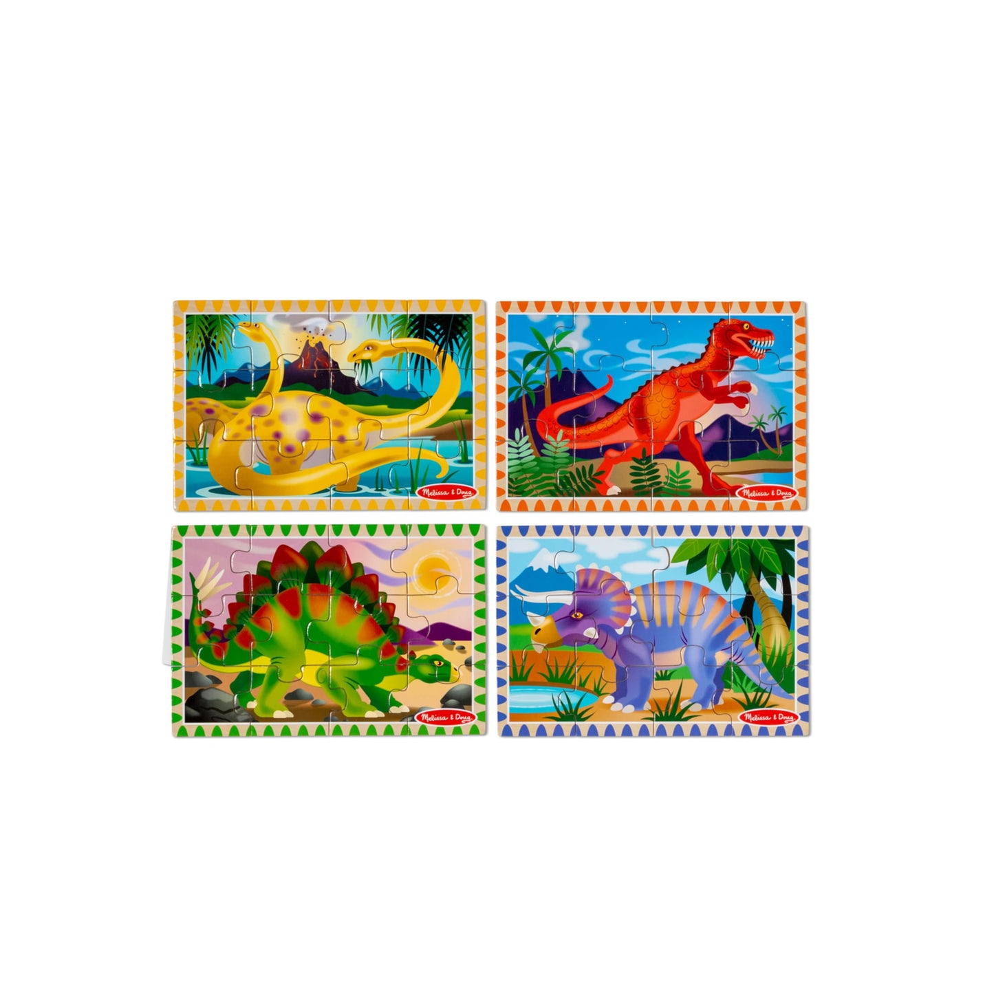 Melissa & Doug Dinosaurs 4-In-1 Wooden Jigsaw Puzzles In A Storage Box (48 Pcs) - Fsc Certified