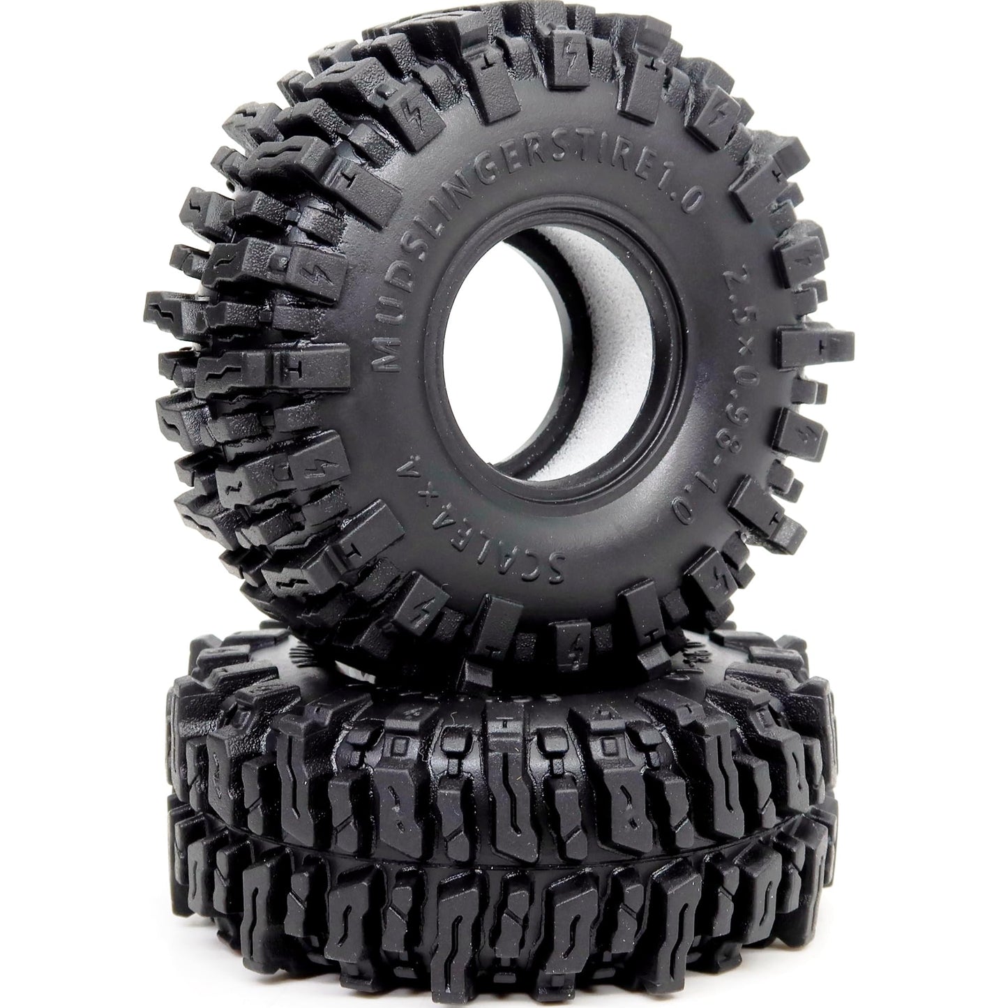 Hobbysoul 2Pcs 1.0 Tires 64 * 25Mm Soft Sticky Mud Slingers Tyres For Rc Crawler 1/24 Ax24 Scx24 Fcx24 1/18 Trx4M Upgrades