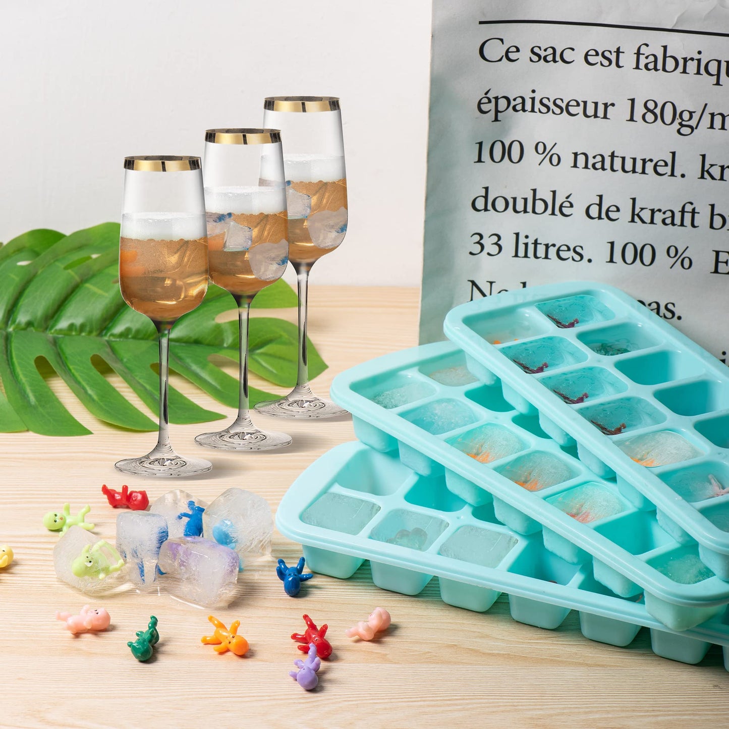 Zyflsq My Water Broke Baby Shower Game 60 Multicolor Mini Plastic Babies, 3 Ice Cube Trays, 1 Sign