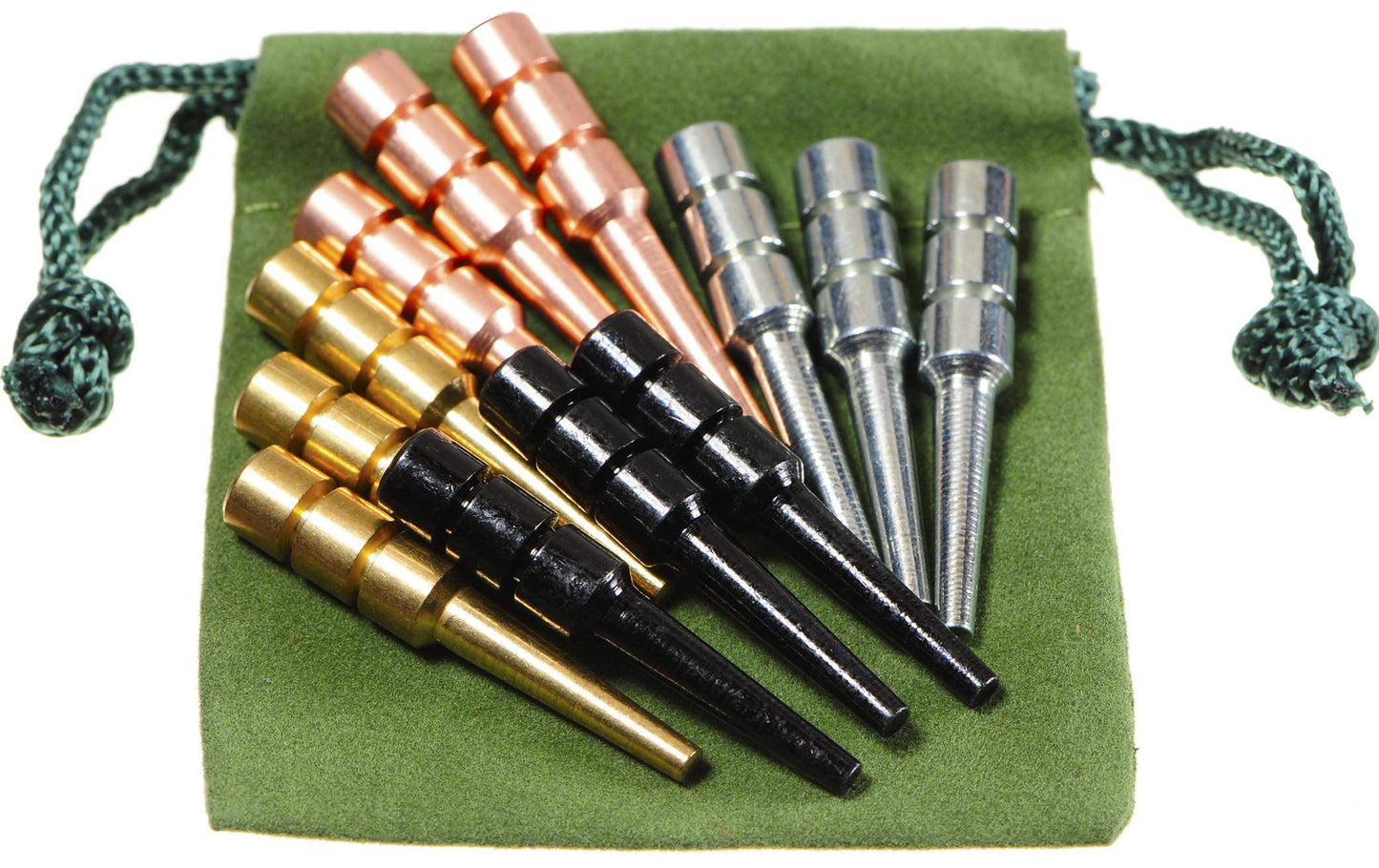 Deluxe Games and Puzzles Premium Metal Cribbage Pegs Set of 12, 1 5/16” Tall, Tapered for 1/8 Holes, Black/Silver