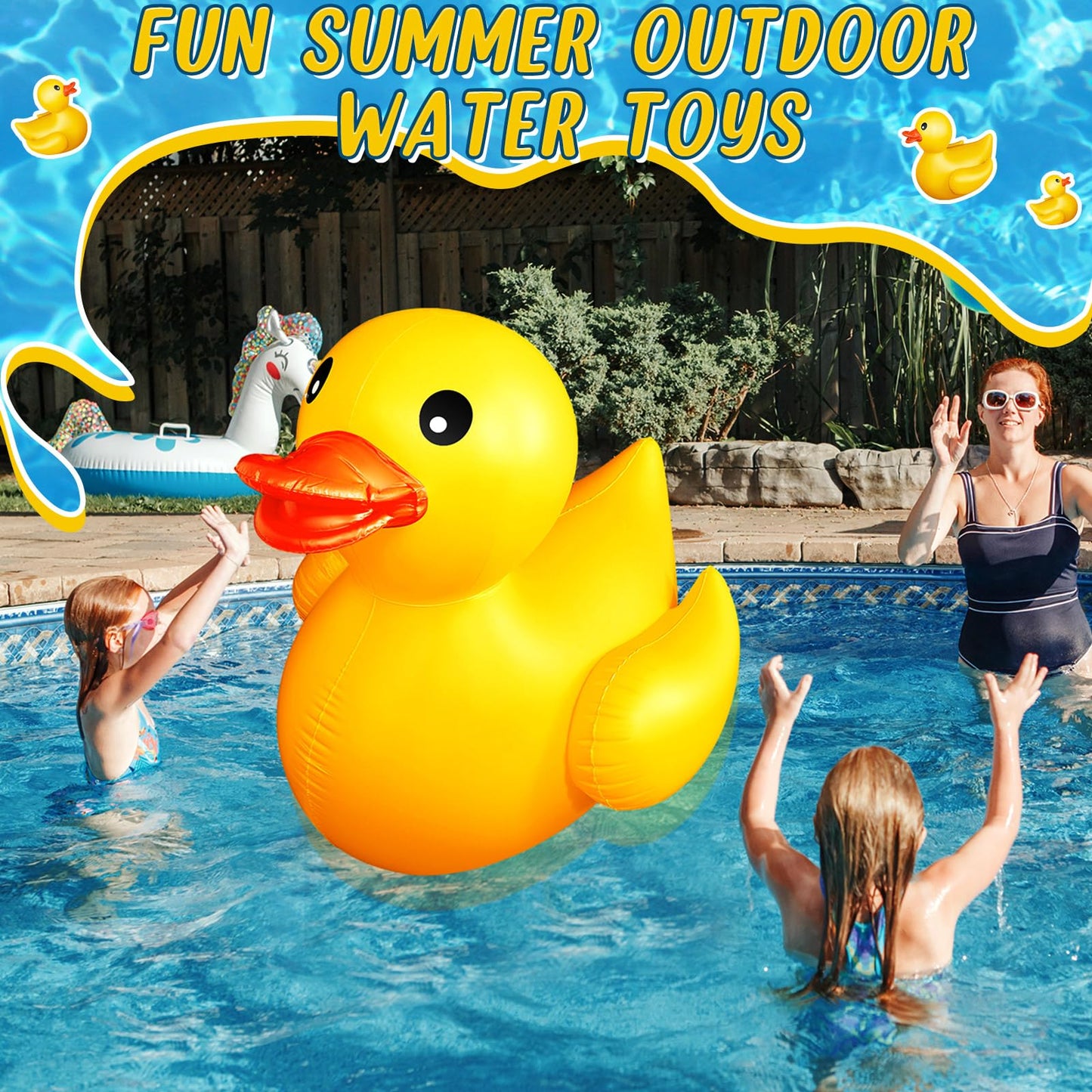 Hungdao 4 Feet Giant Inflatable Duck Huge Rubber Duck Large Blow Up Duck Inflatable Duck Pool Float For Kids Summer Beach Swimming Pool Carnival Birthday Party Decoration(Yellow)
