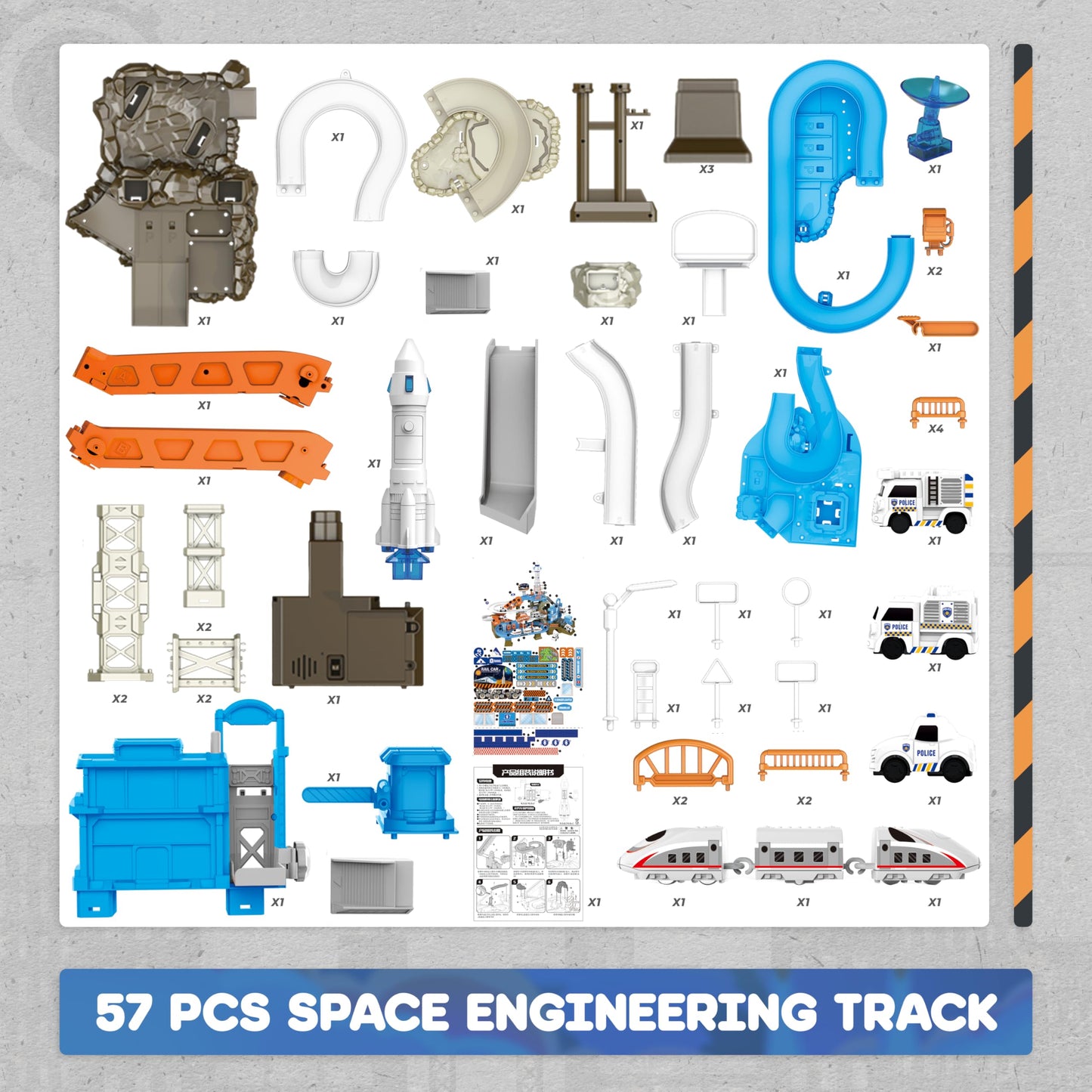 Race Tracks For Kids Ages 3-5, Smilesskiddo 73 Pcs Space Car Tracks Toys Gifts For Boys Kids With Music And Engineering Scene Si