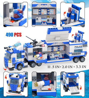 1338 Pieces City Police Station Mobile Command Center Truck Building Blocks Set In 25 Different Models Police Car, Helicopter, P