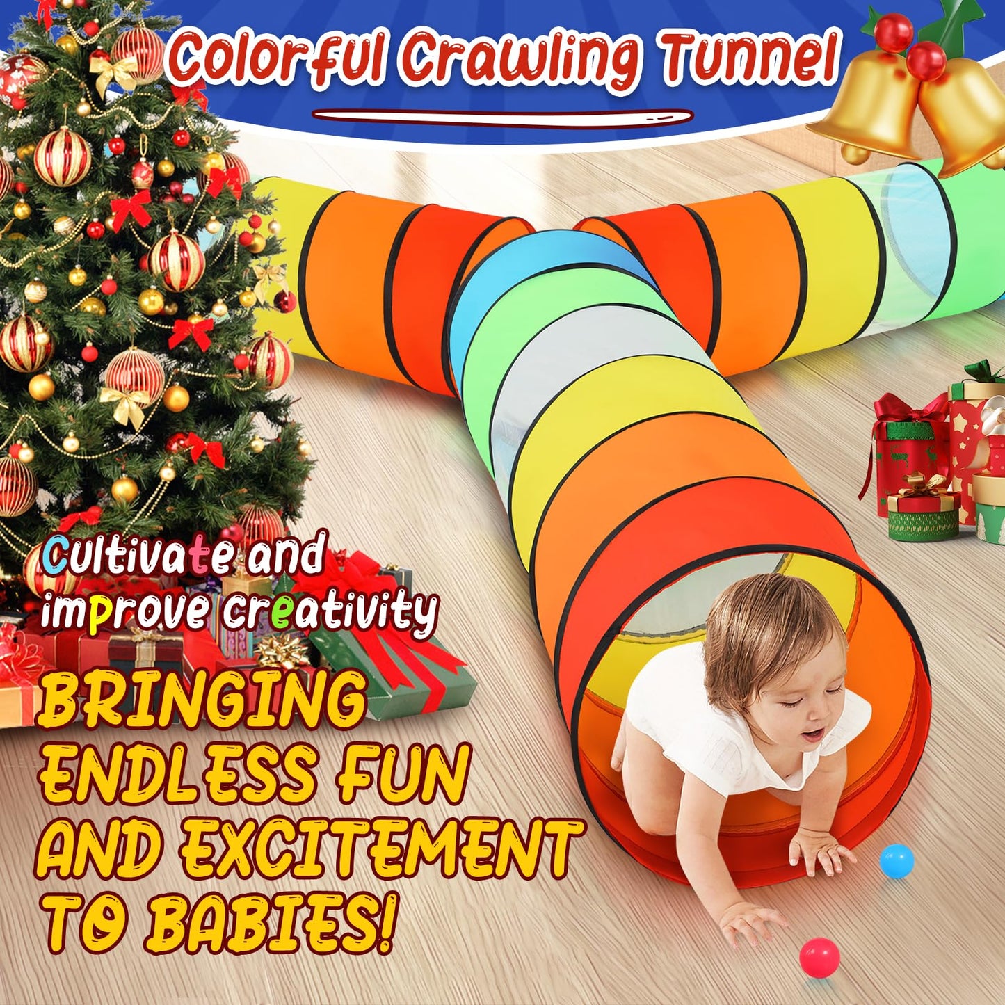 Kids Play Tunnel For Toddlers, Colorful Pop Up Crawl Through Tunnel Play Tent For Baby Or Dog Cat Pet With Breathable Mesh, Coll