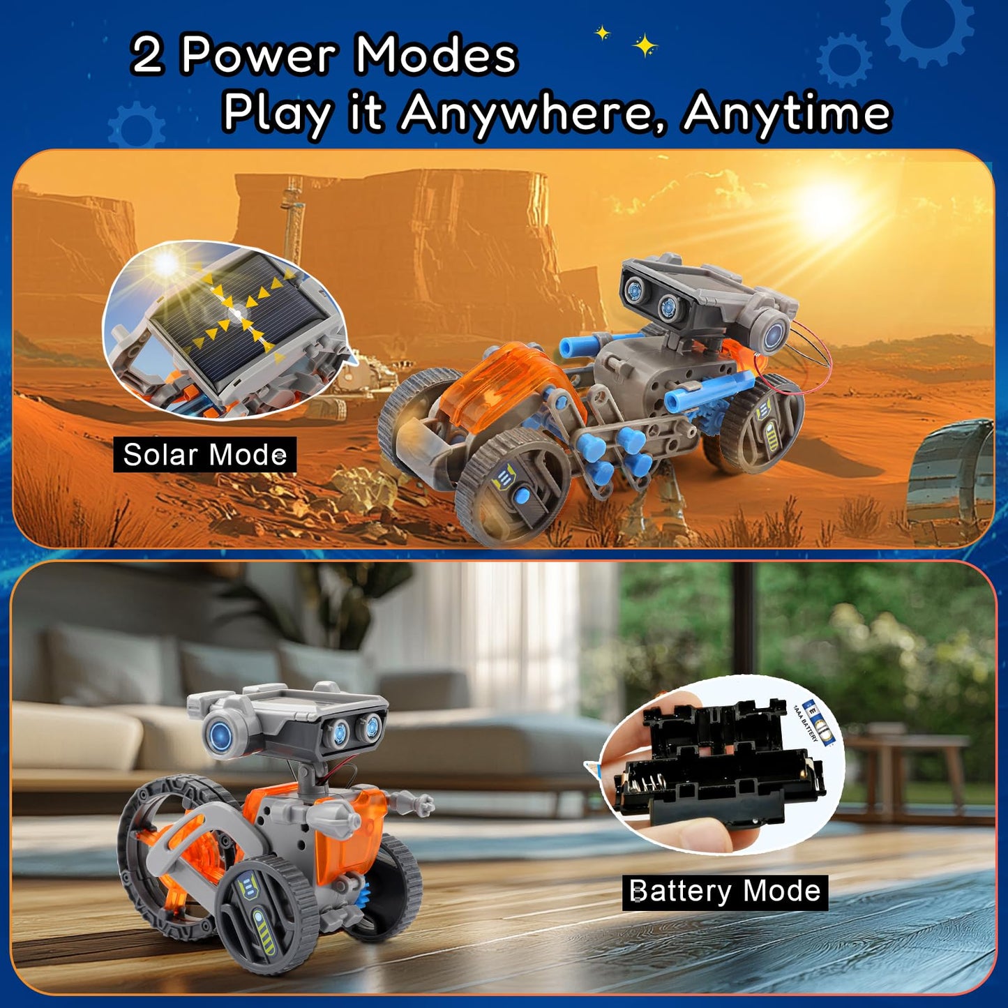 Sillbird Stem 15-In-1 Solar Robots Toys For Boys Age 8-13, Solar Or Battery Dual Power Drive Diy Building Science Education Kits, Birthday Gifts For Boys And Girls Aged 8 9 10 11 12 13 14 Years Old