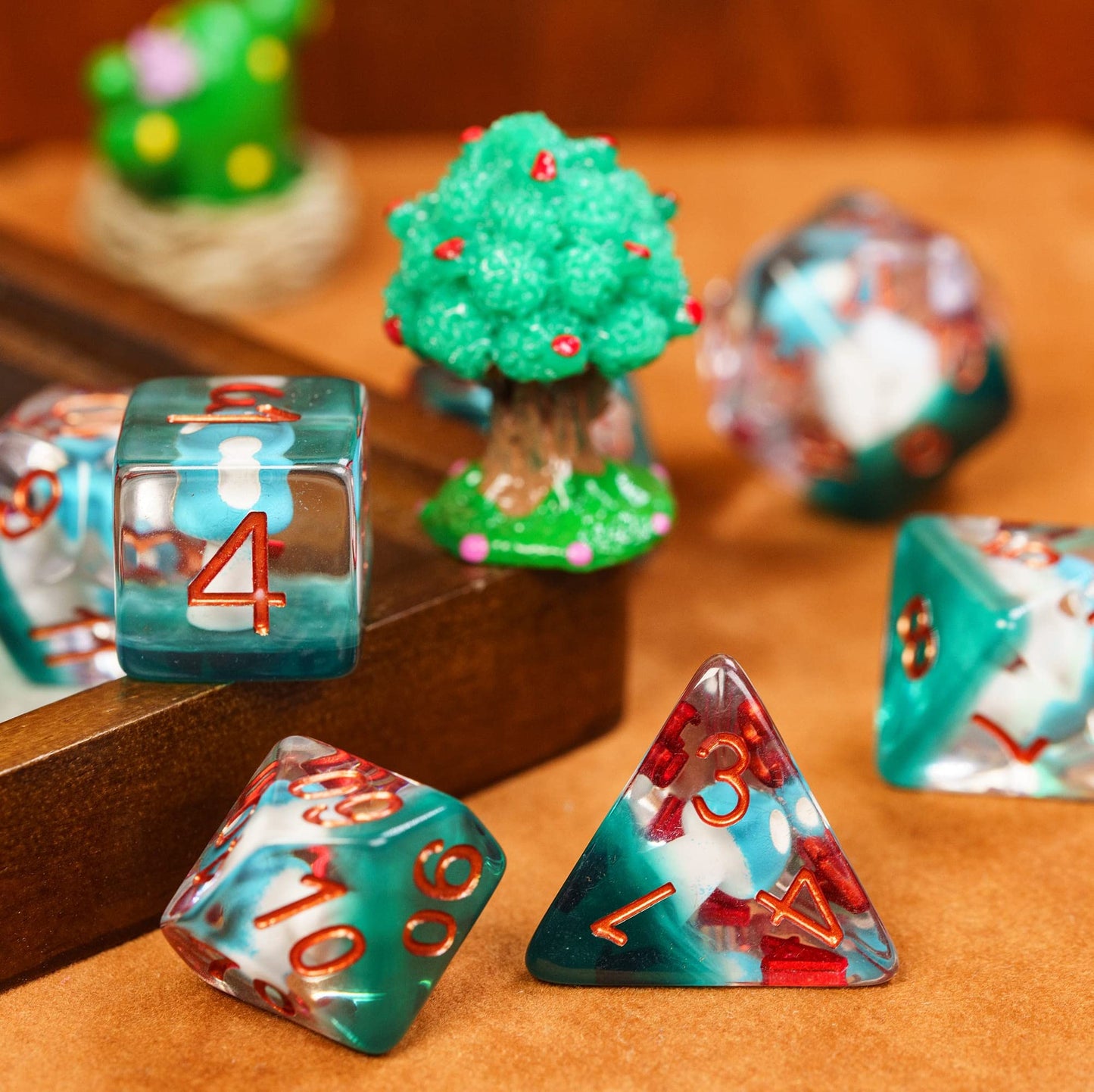 UDIXI 7PCS DND Dice Set, Polyhedral Dice Set D&D Filled with Blue Mushroom, for Dungeons and Dragons Role Playing Games Tabletop