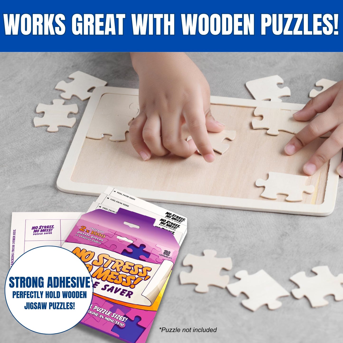 Preserve 4X 1000 Pieces Jigsaw Puzzles - Agreatlife 24 Sheets No Stress, No Mess Puzzle Saver For Large Puzzles- Use These Glue Sheets To Preserve Your Finished Masterpiece