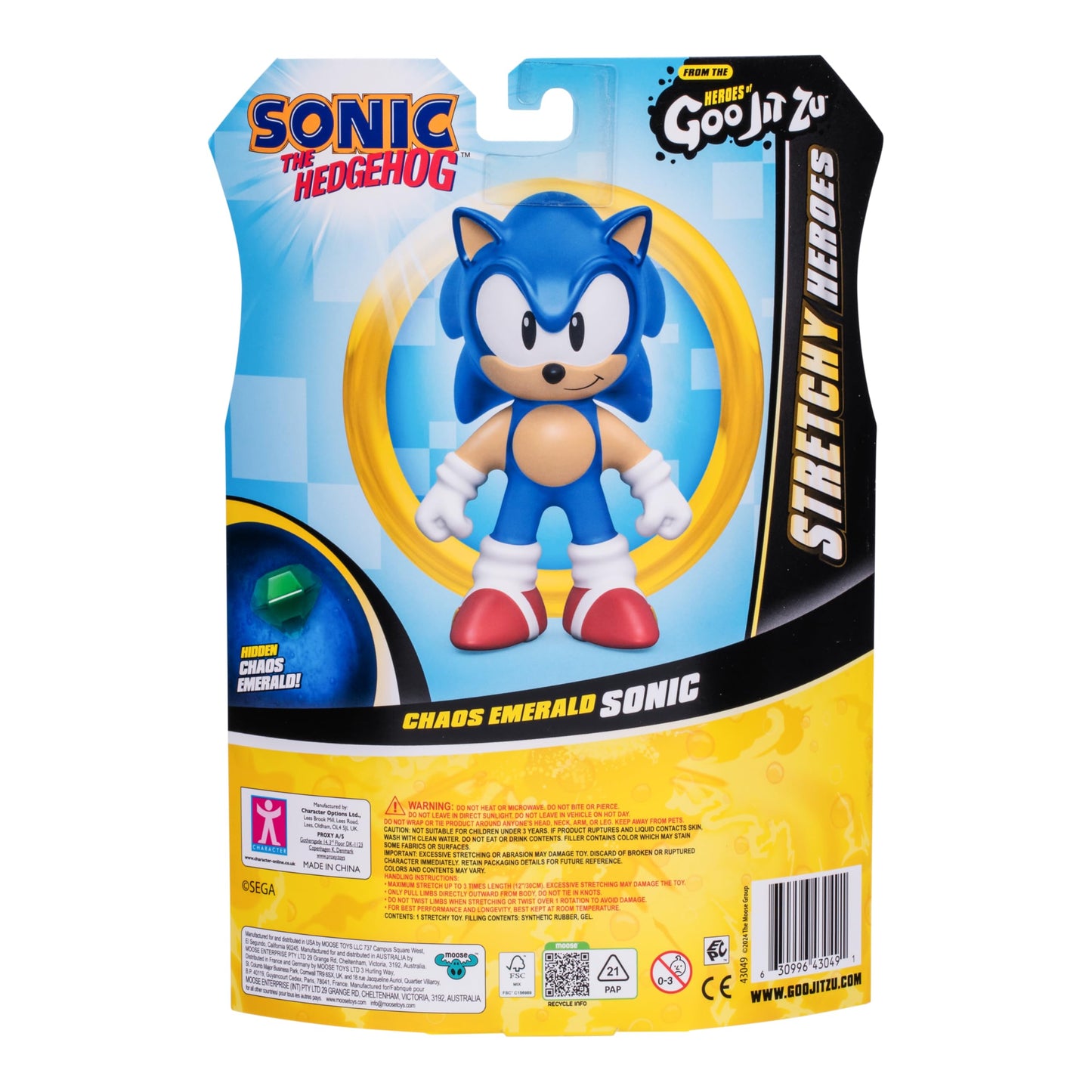 Heroes of Goo Jit Zu Sonic The Hedgehog - Chaos Emerald Sonic Stretchy Hero, Squeeze Sonics Body to Reveal The Chaos Emerald Wi