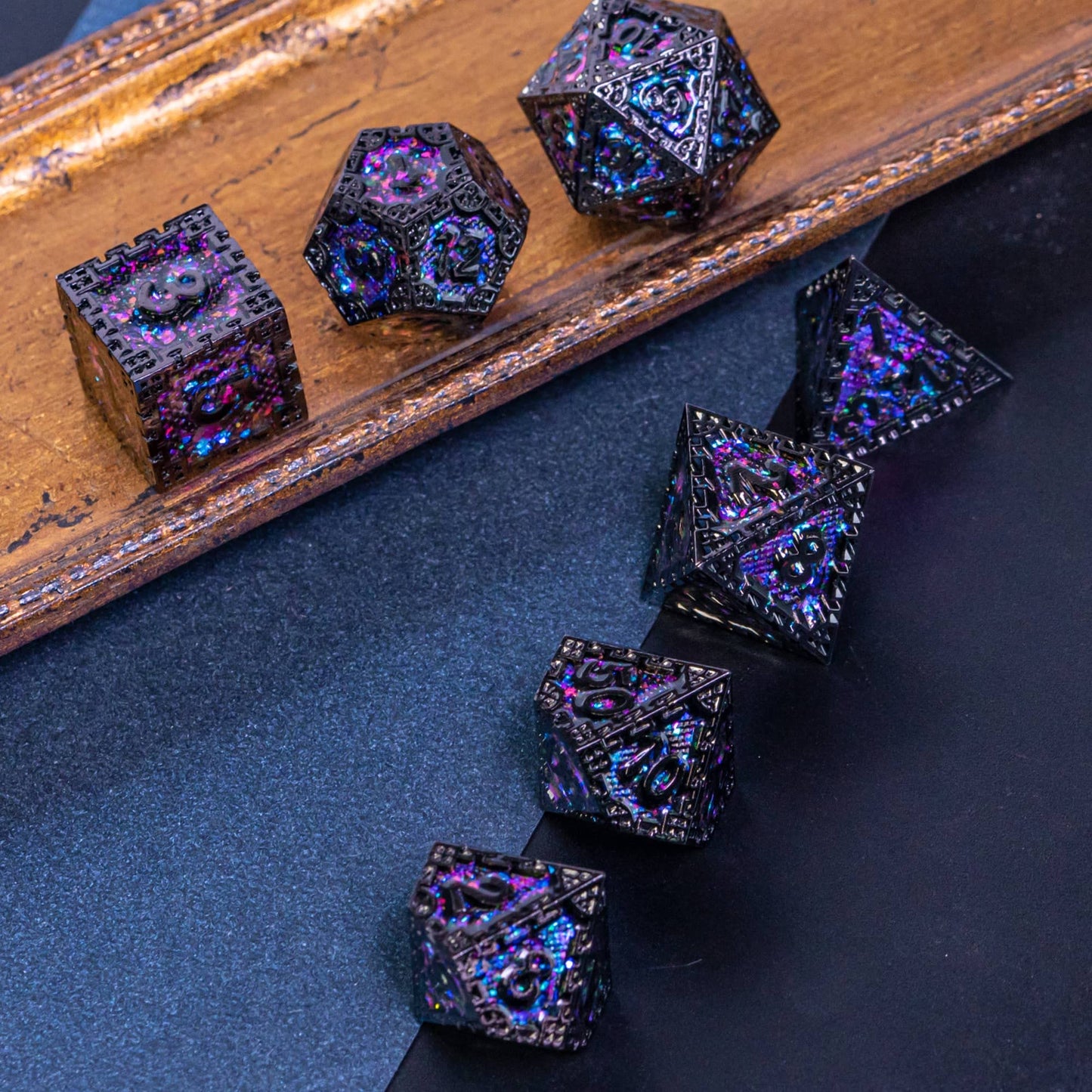 UDIXI Metal DND Dice Set, 7PCS Polyhedral D&D Dice Set Dragon d and d Dice for MTG Dungeons and Dragons Role Playing Games (Purp