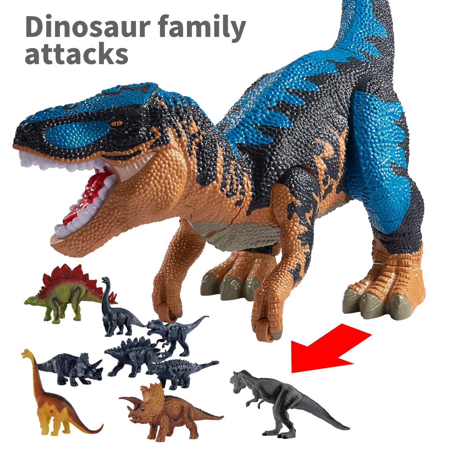 TEMI Large Dinosaur Toys for Kids Boys Toddlers 3 4 5 6 7 Years, Tyrannosaurus Dinosaur with Mist Spray, Light and Sound, Big Di