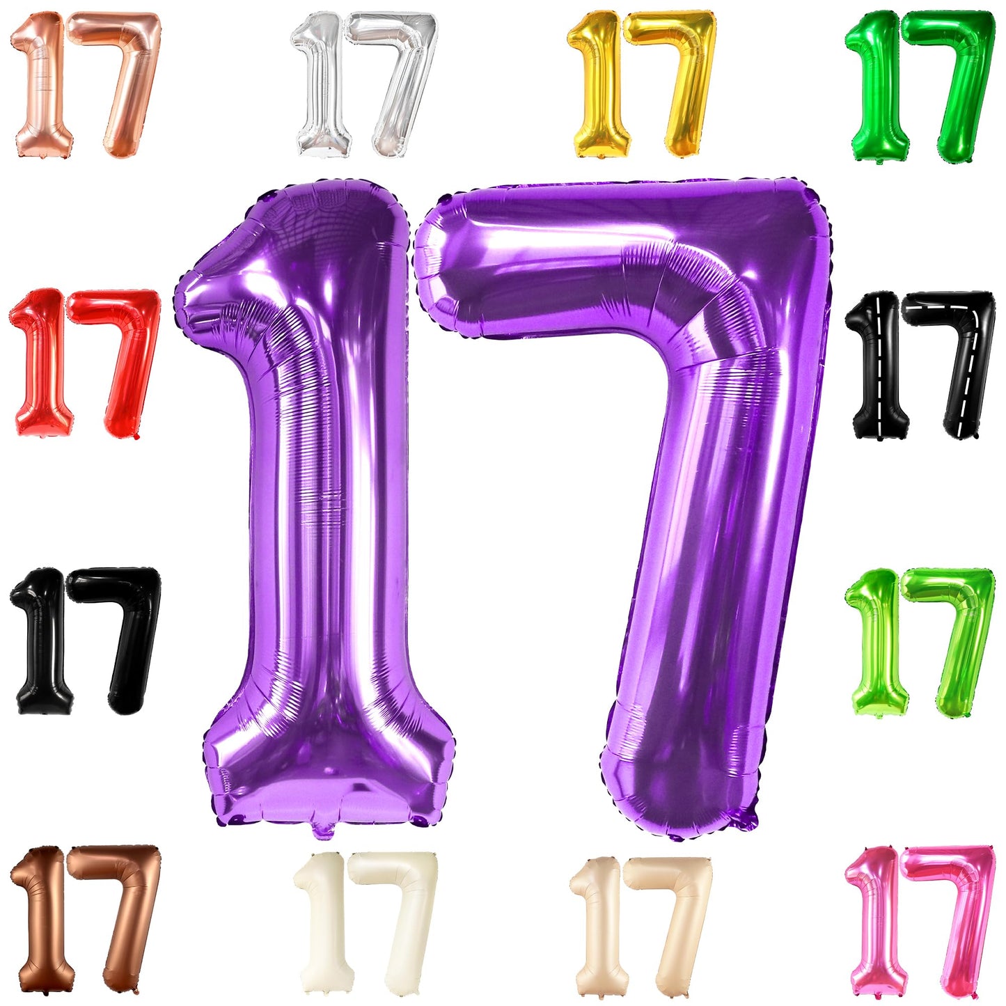 Katchon, Giant Purple 17 Balloon Numbers - 40 Inch | Happy 17Th Birthday Decorations, 17 Birthday Balloons | Number 17 Balloons For Happy Birthday Decorations | 17 Number Balloons