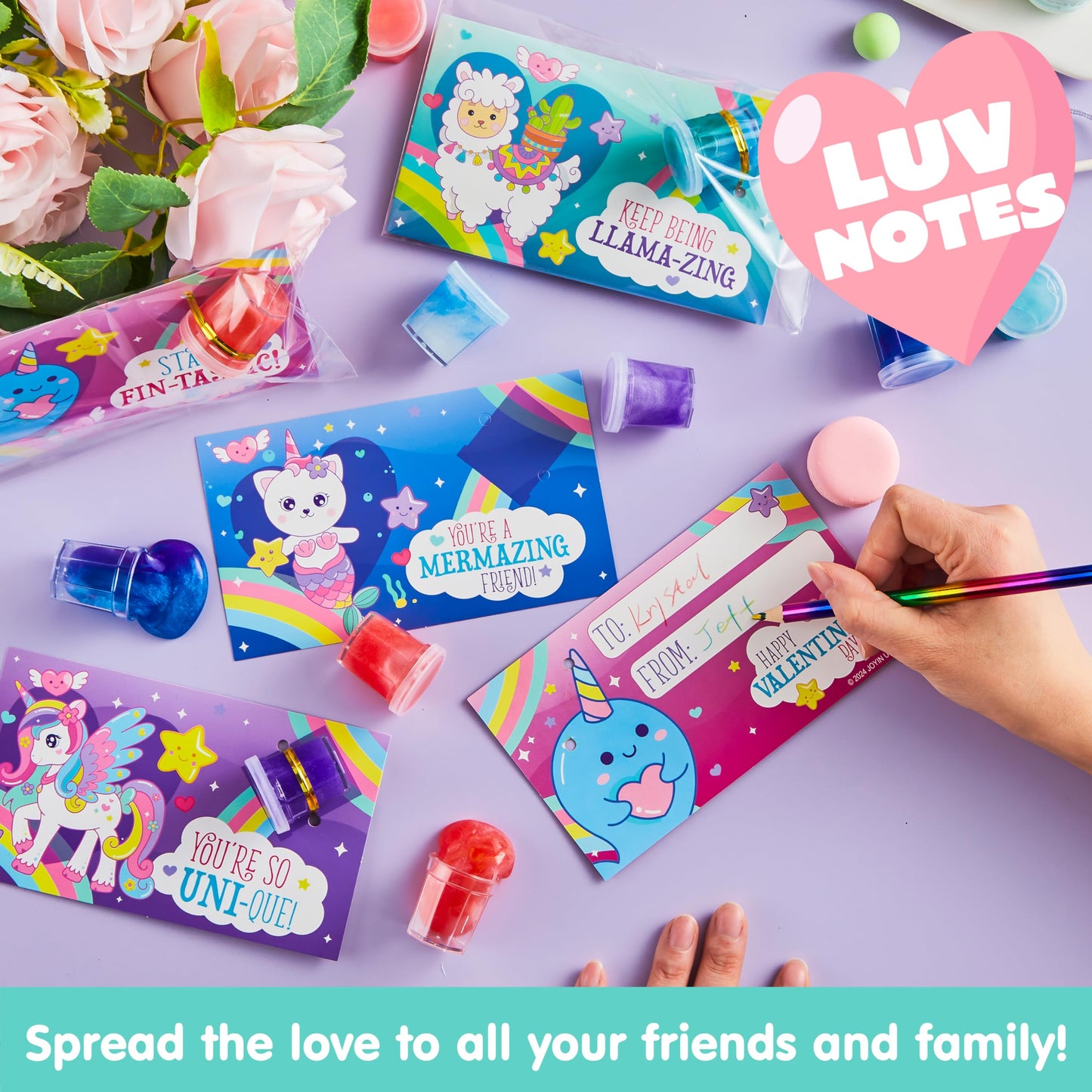 Joyin 30 Pcs V-Day Gift Cards With Fantasy Slime Stress Relief Fidget Toy For Kids, Classroom Exchange Prizes, Valenti Party Favors, Exchange Gifts Greeting Card