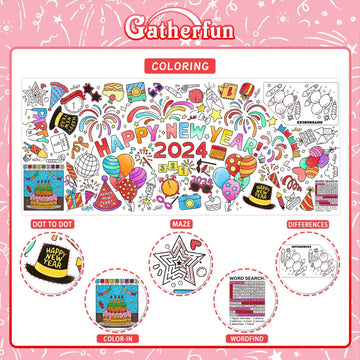 Giant Coloring Poster For Classroom Wall - Versatile 31.5 X 72 Inches Happy New Year Activity Poster/Table Cover, School Parties