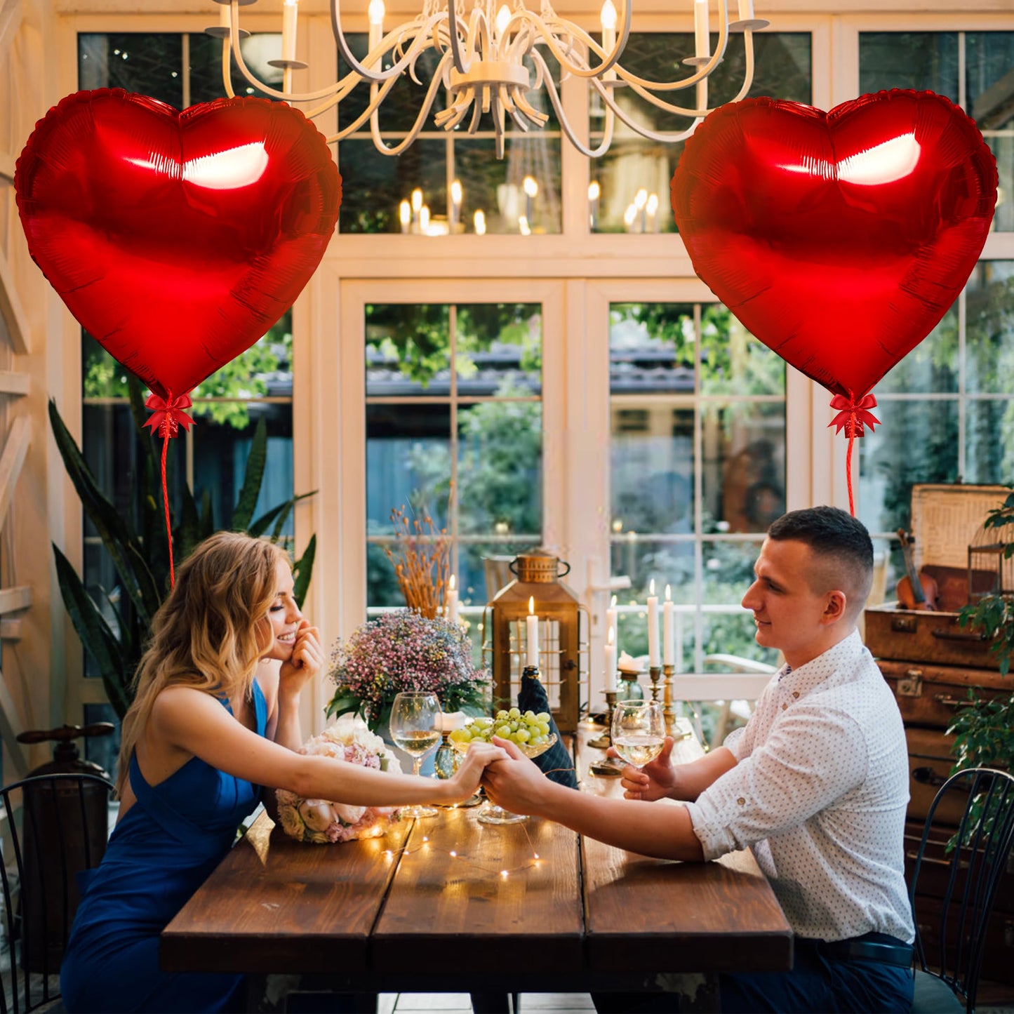 Red Heart Balloons- 4Pcs 32Inch Foil Heart Balloon, Valentine Day Balloons, Room Decorations Kit Party Props Decor Love Balloons Red Valentines Day Heart Balloons