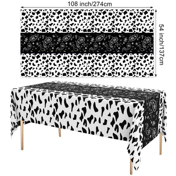 Oudain 6 Pcs 54 x 108 Western Party Decorations Cowgirl Rodeo Paisley Tablecloths Plastic Rectangle Table Runner Table Cover Bir